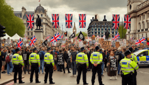 Lire la suite à propos de l’article Londres : Des milliers de manifestants demandent la libération de Tommy Robinson et un durcissement de la politique migratoire