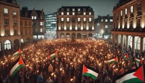 Lire la suite à propos de l’article Lyon : 200 manifestants défilent aux flambeaux pour la Palestine dans le calme