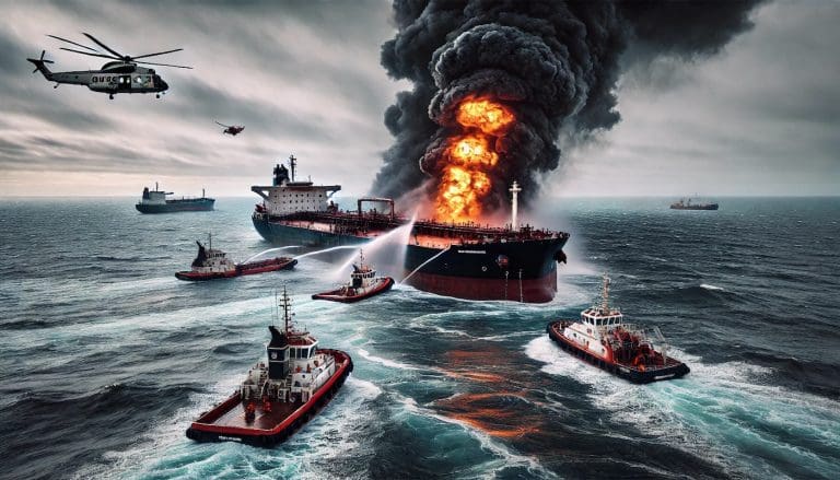 Lire la suite à propos de l’article Mer du Nord : Un pétrolier en feu après une collision avec un cargo, intervention d&rsquo;urgence en cours