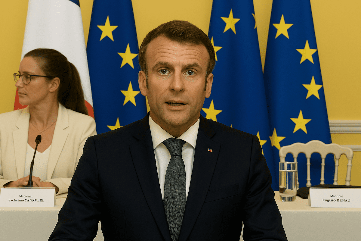You are currently viewing Emmanuel Macron mobilise l&rsquo;Europe face aux tarifs douaniers massifs imposés par les États-Unis