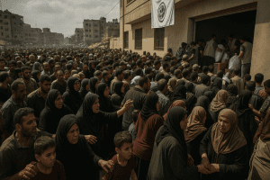 Lire la suite à propos de l’article Crise humanitaire à Gaza : afflux massif dans un centre d’aide sous tension