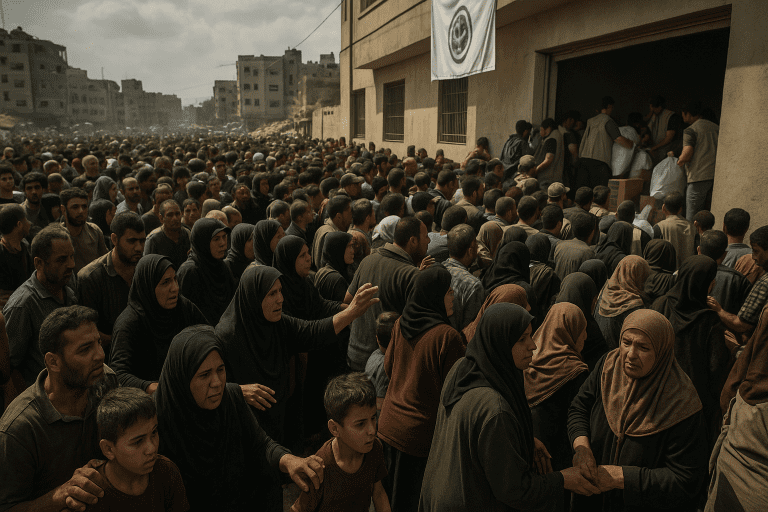 Lire la suite à propos de l’article Crise humanitaire à Gaza : afflux massif dans un centre d’aide sous tension