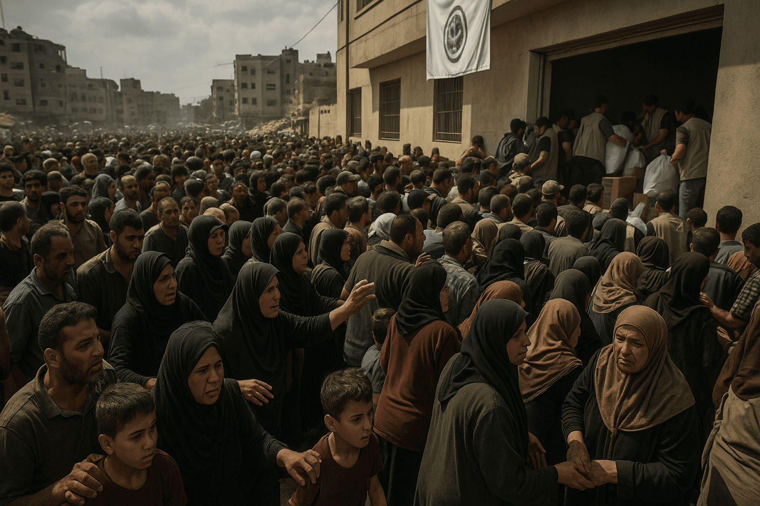 You are currently viewing Crise humanitaire à Gaza : afflux massif dans un centre d’aide sous tension