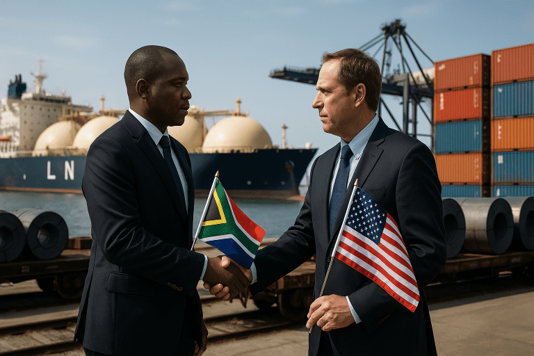 Lire la suite à propos de l’article Exportations sud-africaines : Pretoria propose d&rsquo;acheter du gaz américain pour éviter les taxes