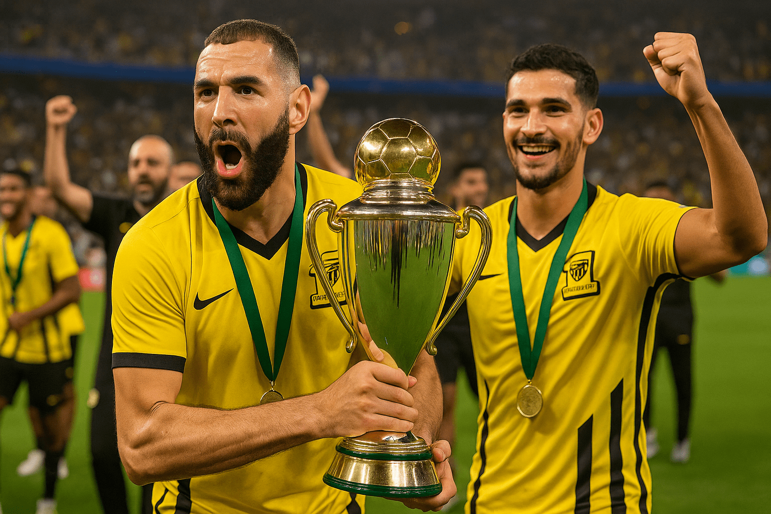 You are currently viewing Coupe d&rsquo;Arabie saoudite : Benzema et Aouar offrent un doublé à Al-Ittihad