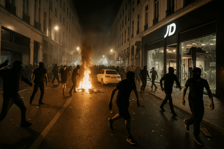 Lire la suite à propos de l’article Émeutes à Lyon après la victoire du PSG : commerces attaqués, violences et un policier blessé