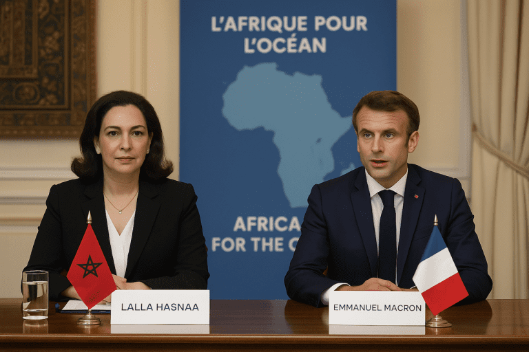 Lire la suite à propos de l’article Nice : Lalla Hasnaa et Emmanuel Macron coprésident le sommet « L’Afrique pour l’Océan » dans le cadre de la conférence de l’ONU