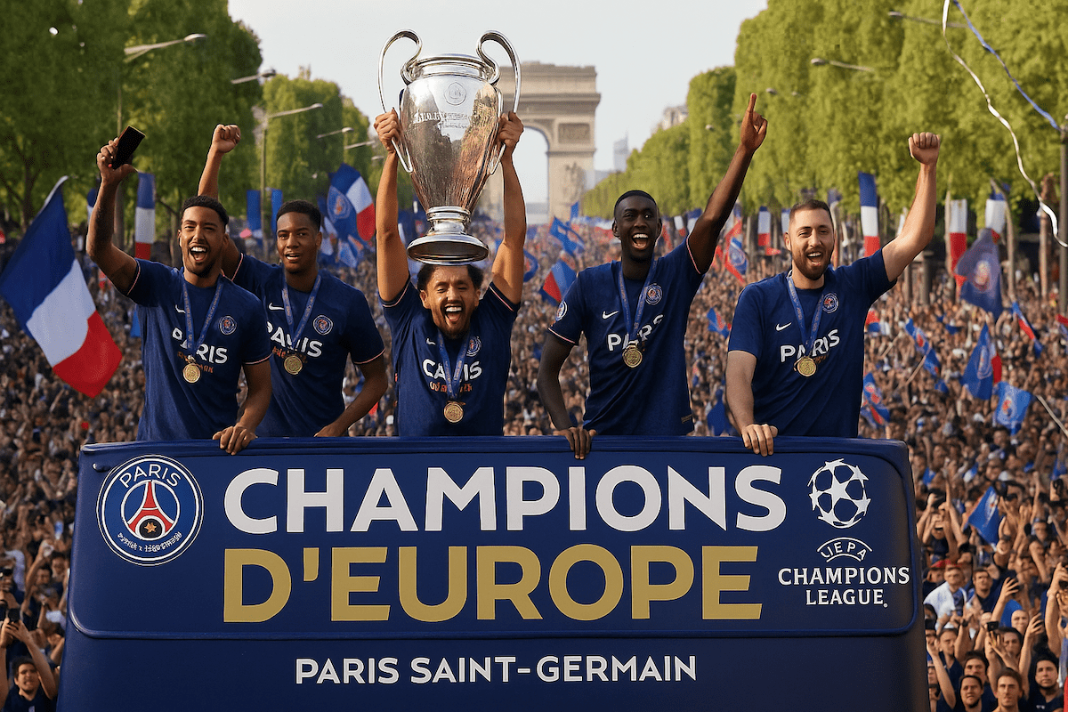 You are currently viewing Paris : Le PSG célèbre son premier sacre en Ligue des champions sur les Champs-Élysées et au Parc des Princes