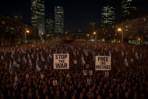Lire la suite à propos de l’article Israël : Mobilisation historique à Tel‑Aviv pour exiger la fin de la guerre et la libération des otages