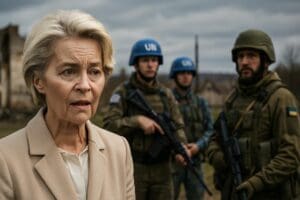 Lire la suite à propos de l’article Ukraine : La presse européenne dubitative face aux promesses d&rsquo;Ursula von der Leyen d’envoyer des troupes européennes