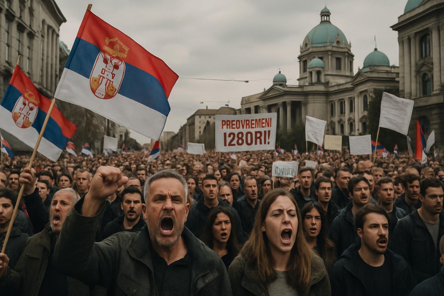 You are currently viewing Serbie : des milliers de manifestants à Belgrade réclament des élections et la vérité sur la tragédie de Novi Sad