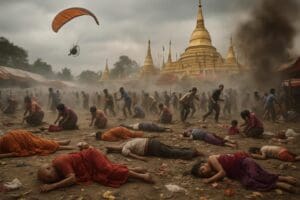 Lire la suite à propos de l’article Birmanie : 32 morts dans le bombardement d’un festival bouddhiste, la junte militaire accusée