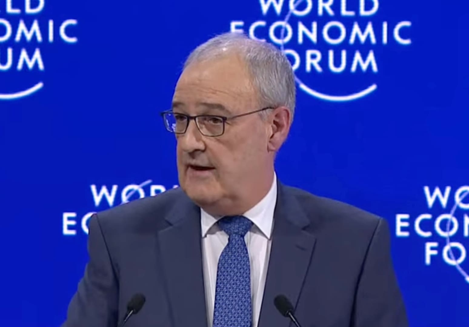 Le président de la Confédération Suisse, Guy Parmelin. Image : Capture d'écran chaine Youtube du World Economic Forum.