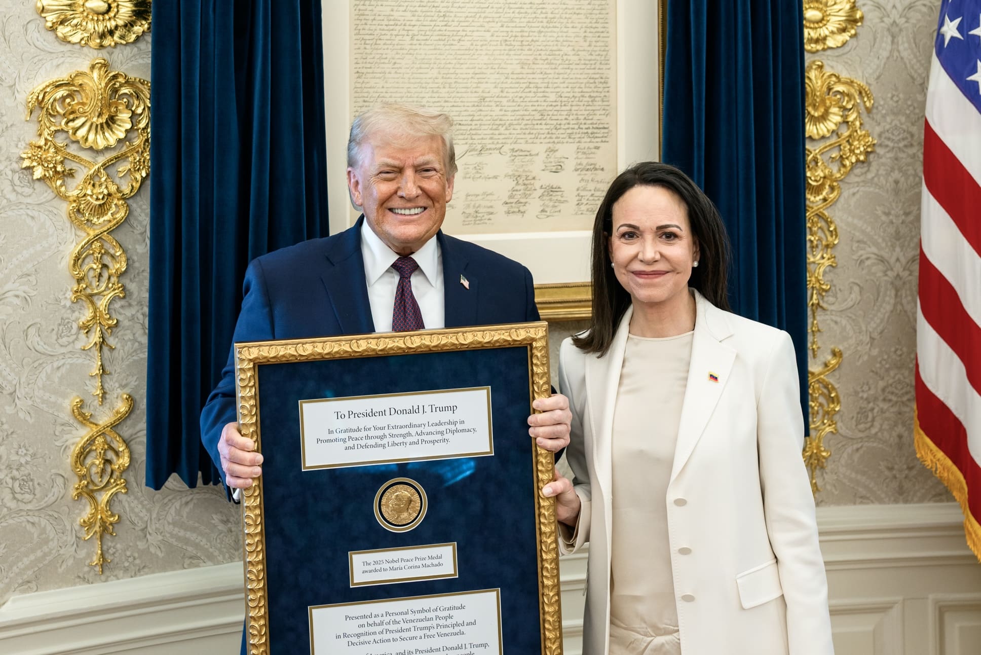 You are currently viewing Géopolitique : María Corina Machado offre son Nobel de la paix à Donald Trump et embarrasse la Norvège