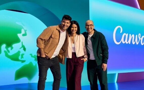 Les cofondateurs de Canva : Cliff Obrecht, Mélanie Perkins et Cameron Adams. Image : Capture d'écran compte X de Canva. 