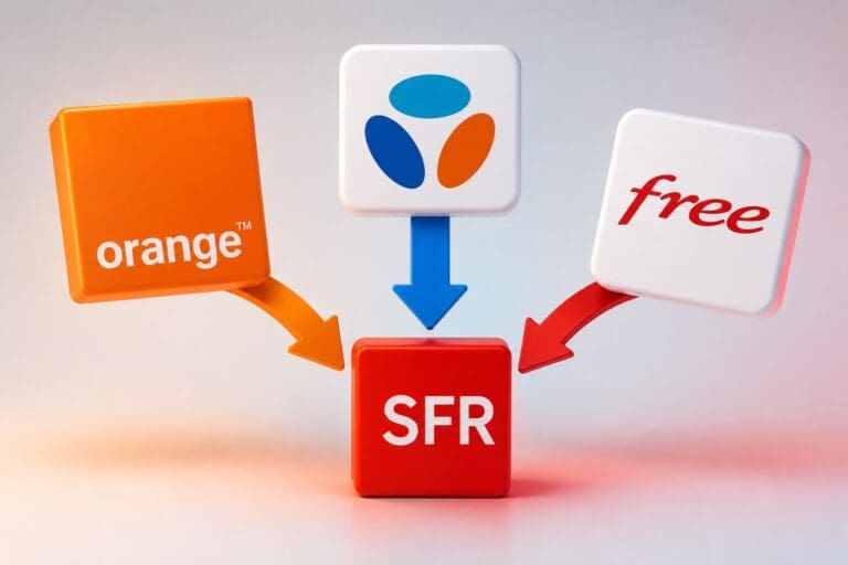 Lire la suite à propos de l’article Télécoms : SFR racheté pour 20,35 milliards d’euros par Orange, Bouygues et Free, un bouleversement historique du marché français
