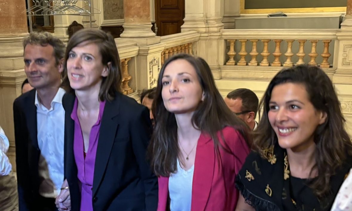Boris Tavernier, Sandrine Runel, Marie-Charlotte Garin et Anaïs Belouassa-Cherifi. Photo : compte X Justin Boche