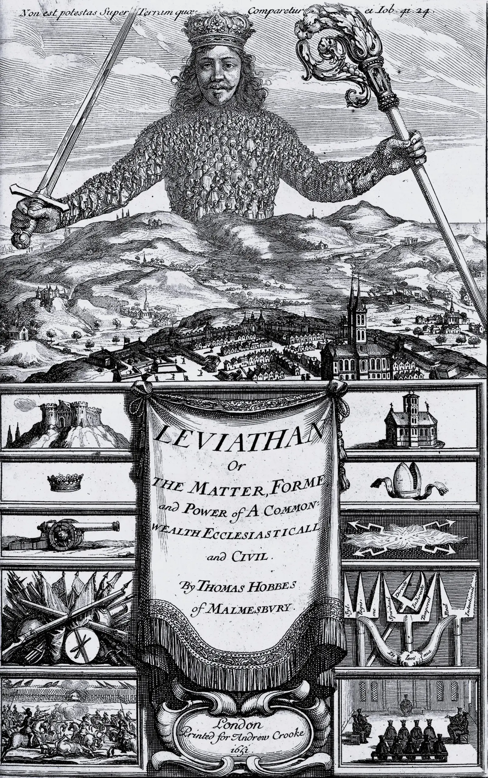 Frontispice du Léviathan de Thomas Hobbes, gravure d'Abraham Bosse, 1651