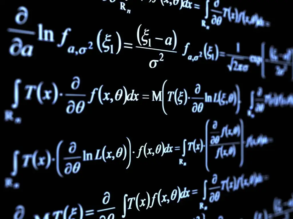 Tableau noir couvert de formules mathématiques illustrant la recherche en mathématiques pures