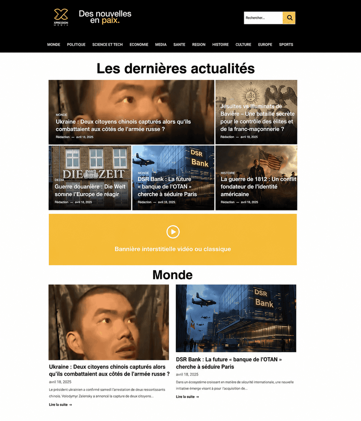 Aperçu de la bannière interstitielle sur le site X-Pression Média