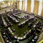 Salle du Conseil du Palais des Nations à Genève, où se réunit la Conférence du désarmement