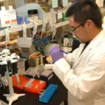 Scientifique en laboratoire médical analysant des échantillons de recherche