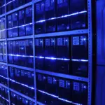Salle de serveurs d’un data center, illustration d’un campus d’intelligence artificielle en Chine