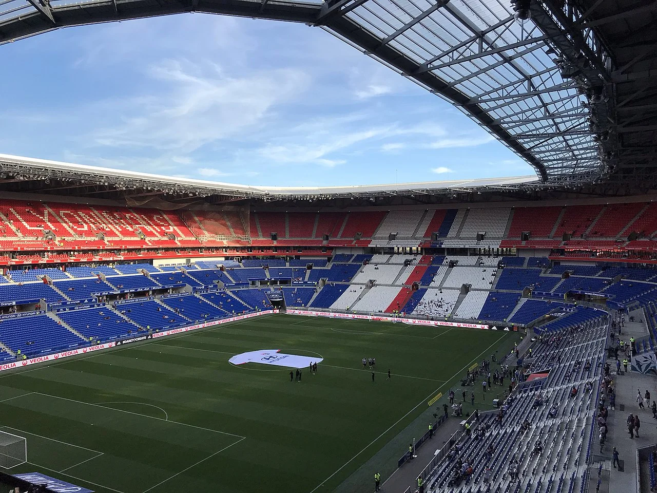Le Groupama Stadium, enceinte de l’Olympique Lyonnais, vue générale des tribunes lors d’un match à domicile