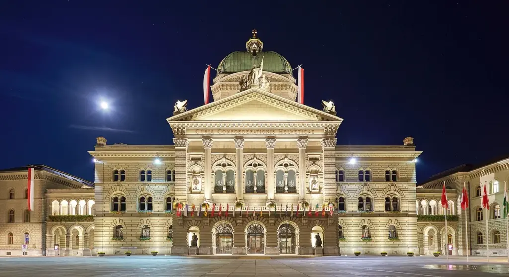 Le Palais fédéral et la place Fédérale à Berne, siège du Conseil fédéral suisse