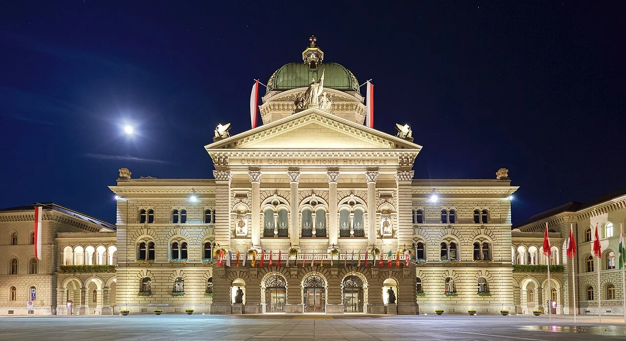 Le Palais fédéral et la place Fédérale à Berne, siège du Conseil fédéral suisse