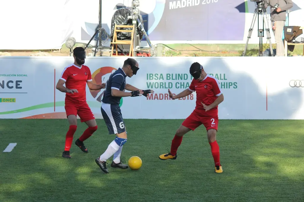 Joueurs de cécifoot lors d'un championnat international