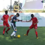 Joueurs de cécifoot lors d'un championnat international