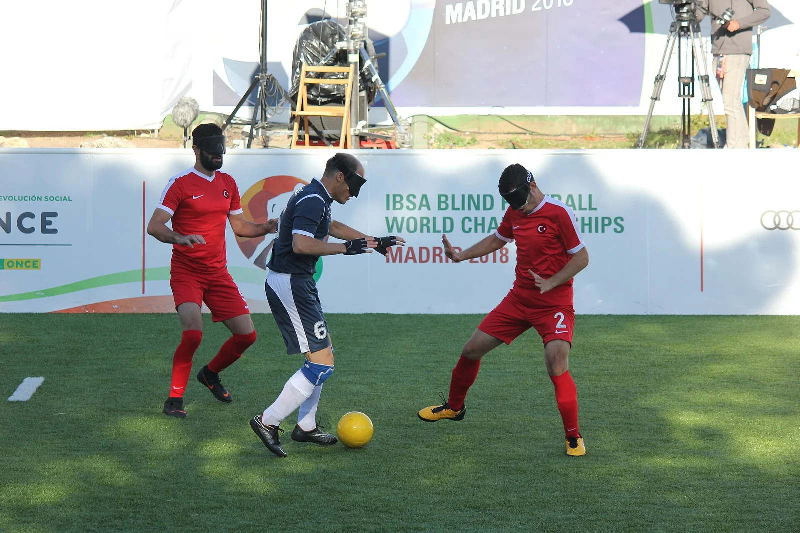 Joueurs de cécifoot lors d'un championnat international