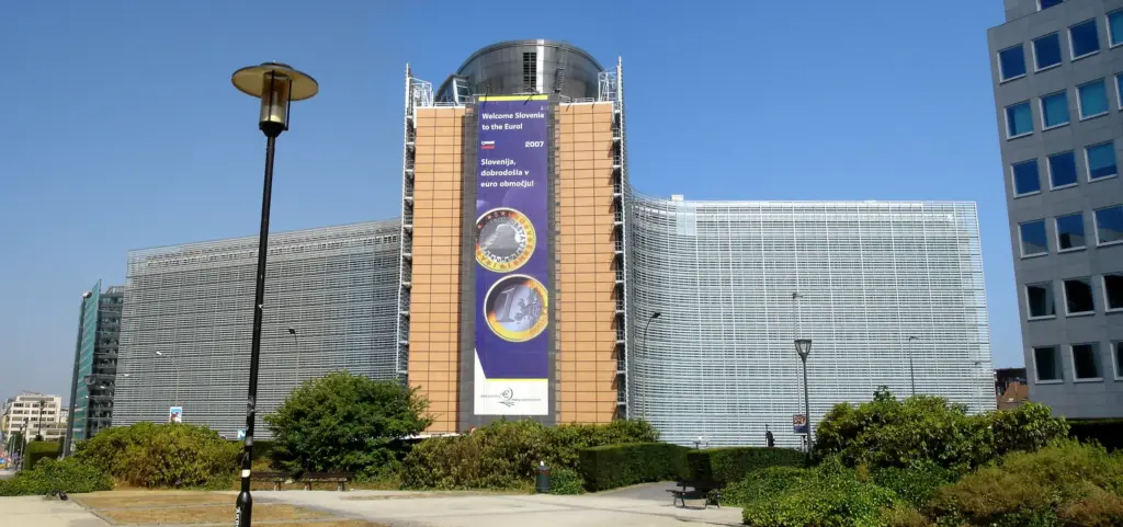 Le batiment Berlaymont a Bruxelles, siege de la Commission europeenne