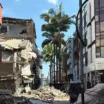 Décombres de bâtiments effondrés en Colombie après le séisme du 10 août 2026