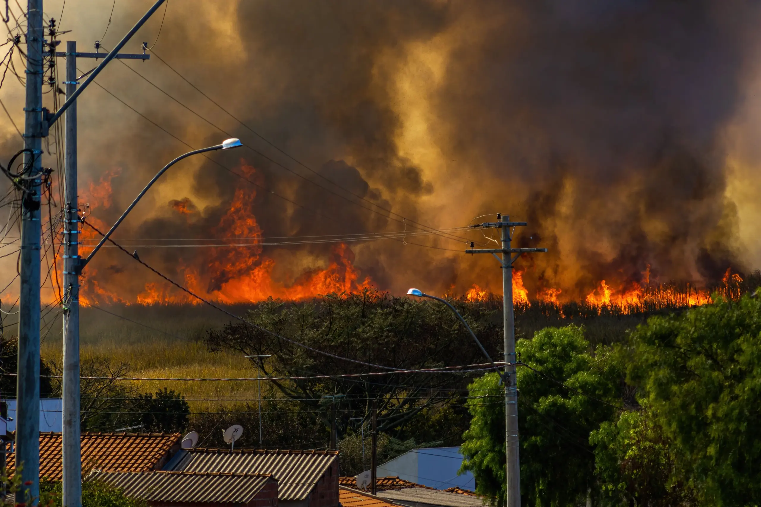 Incendie de vegetation pres d habitations