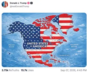 Lire la suite à propos de l’article USA : Trump publie une carte plaçant les Antilles françaises, le Canada et l’Islande sous drapeau américain