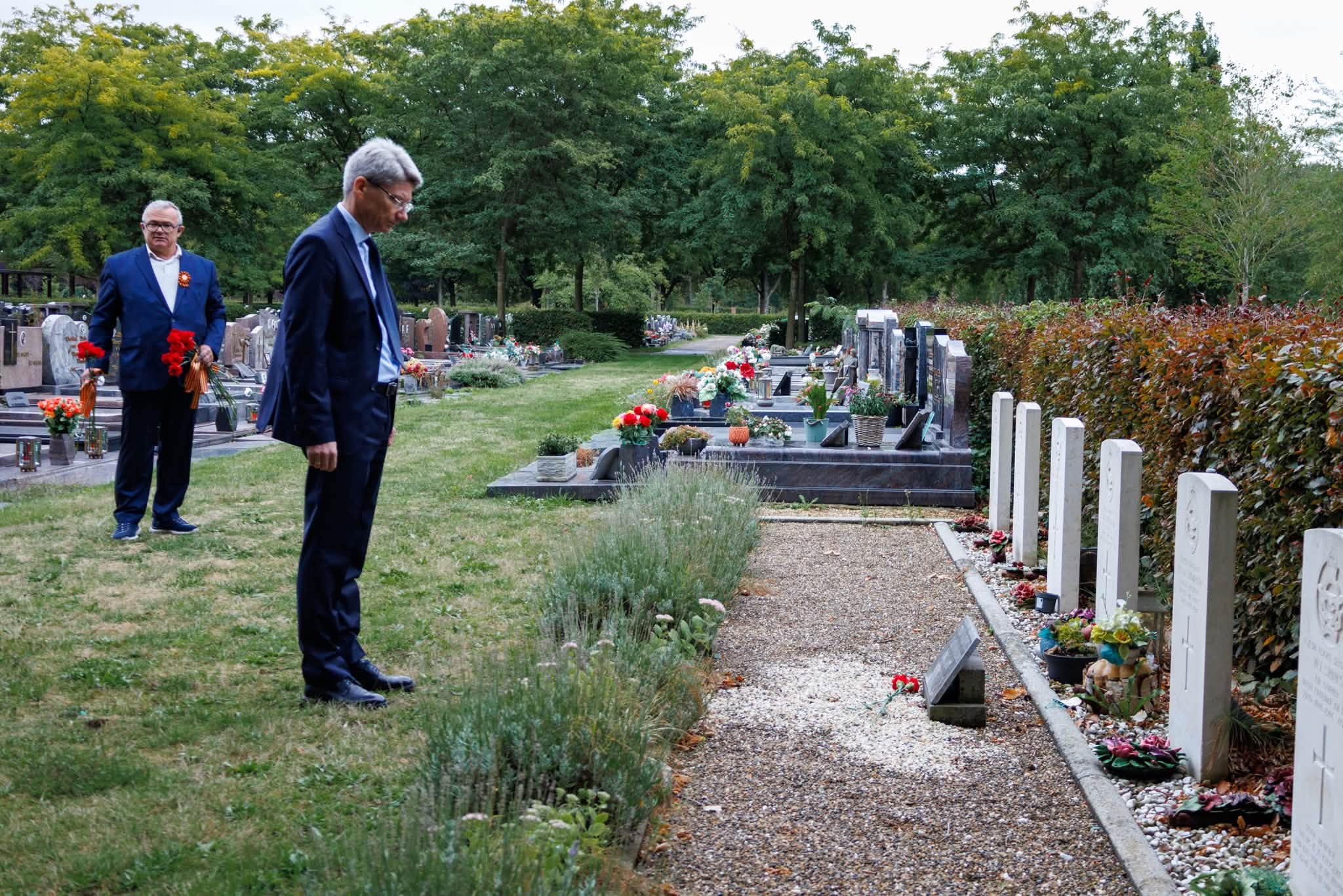 Denis Gontchar a participé à une cérémonie commémorative s’est tenue à Genk, en Belgique, le 3 septembre à l’occasion du 81e anniversaire de la fin de la Seconde Guerre mondiale. Photo : compte Facebook de l'Ambassade de Russie en Belgique.