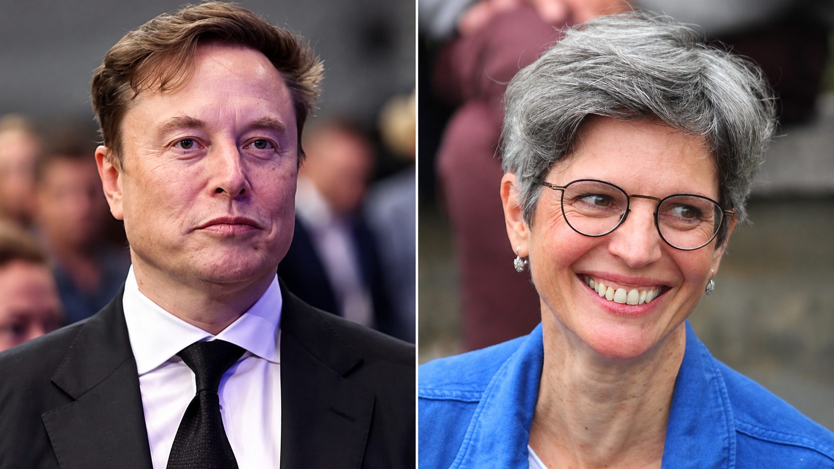 Elon Musk et Sandrine Rousseau. Photos : @Gage Skidmore et @Greenbox