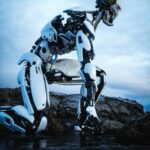 a robot that is standing in the water