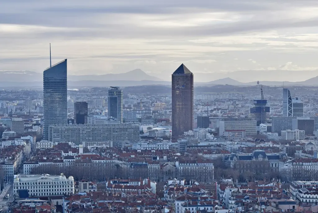 La skyline du quartier de la Part-Dieu à Lyon en 2022