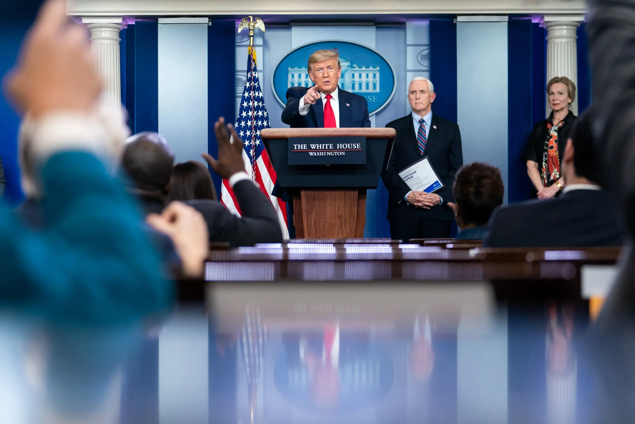 La salle de briefing James S. Brady de la Maison Blanche, où se tiennent les points presse