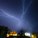 Vue de Conakry, capitale de la Guinee, sous un ciel d orage