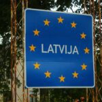 blue Latvija signage