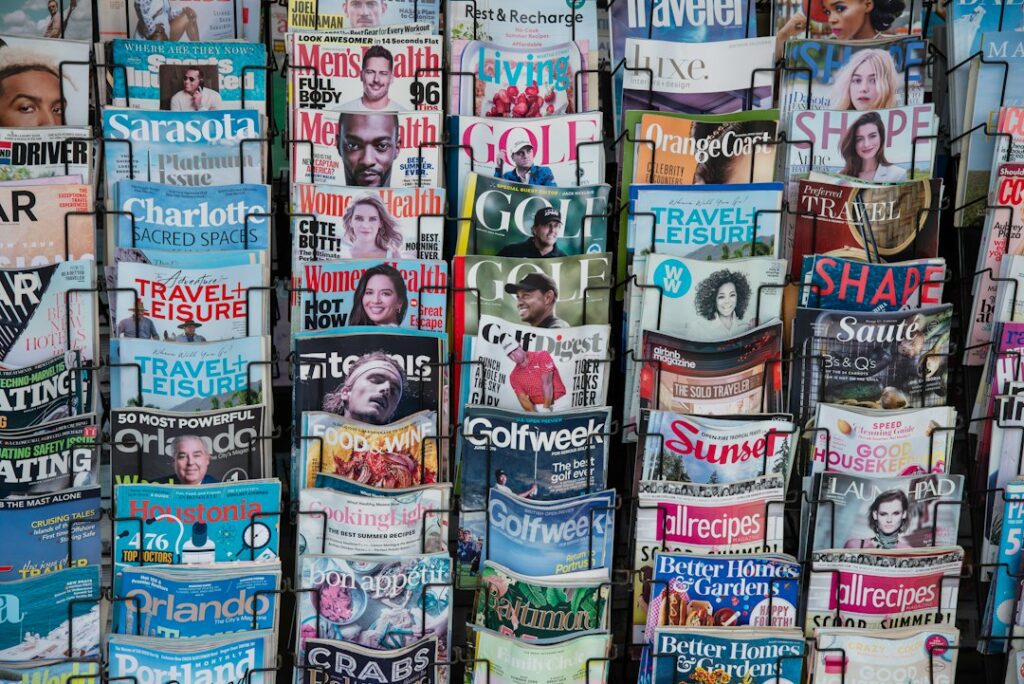 A pile of newspapers stacked on top of each other